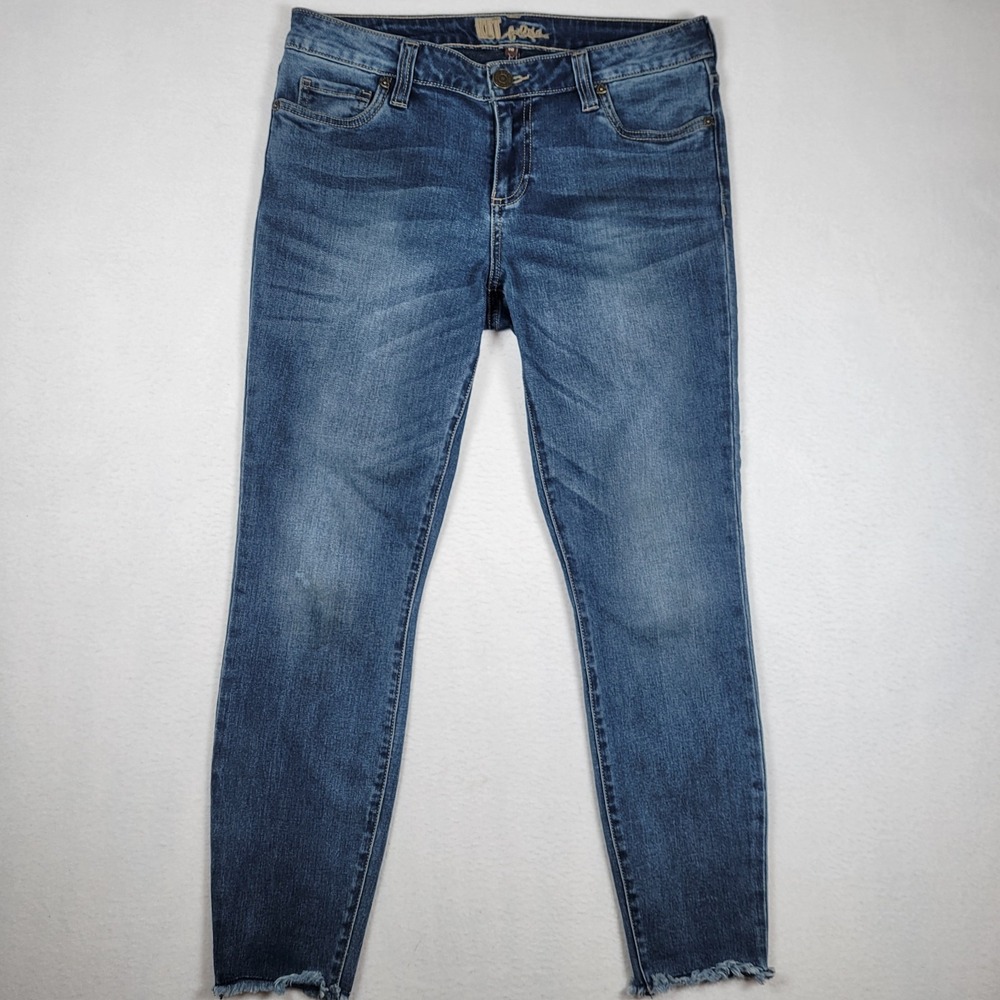 Kut From The Kloth Pants Womens 10 Blue Ankle Skinny Jeans Denim Stretch Raw Hem